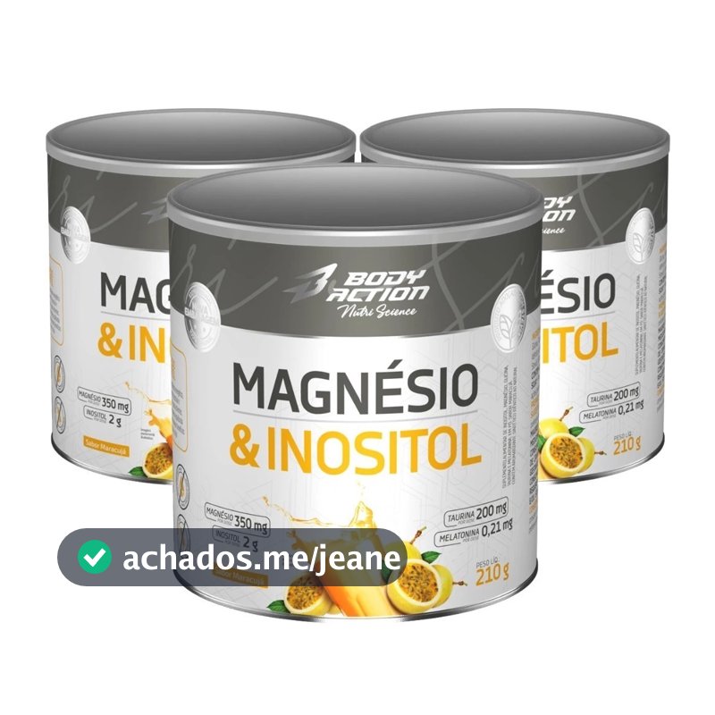 Kit 3x Magnésio e Inositol Taurina Melatonina 210g Bodyaction