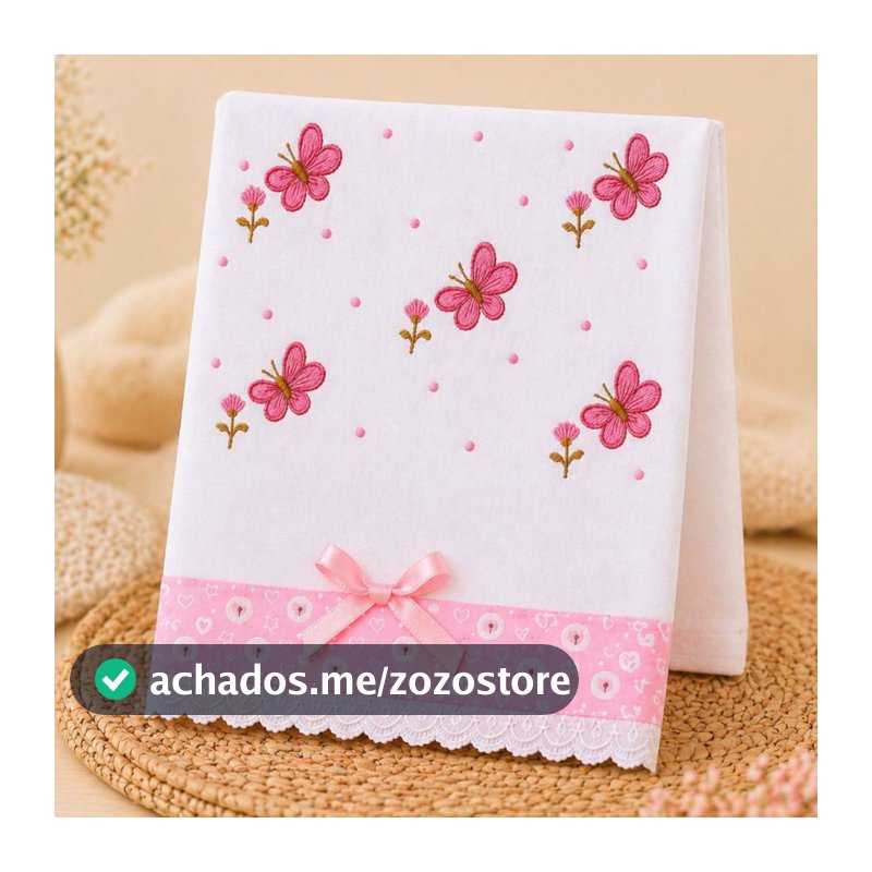 Toalha Fralda de Banho Bordada Cueiro Bebe 1mx70cm  Tecido Duplo 100% Algodão Enxoval Recém Nascido