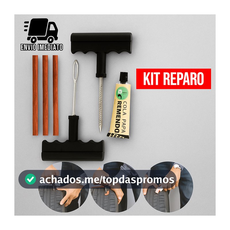 Kit Reparo Pneu sem Camara para Carro e Moto Selante Macarrão Remendo