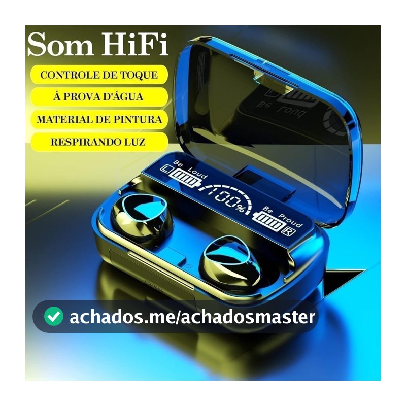 Fone Bluetooth Sem Fio com Power Bank Display Digital Touch TWS Caixa Carregadora Alta Bateria