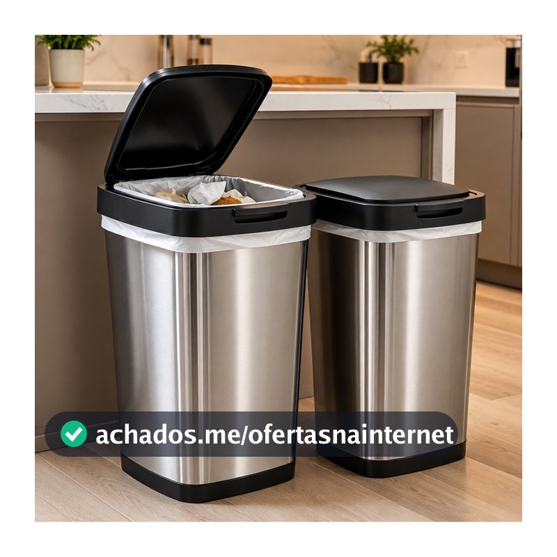 Jogo De Lixeira Inox 9L Tampa Click para Cozinha Banheiro | 1 ou Kit 2 Unidades Moderna Premium