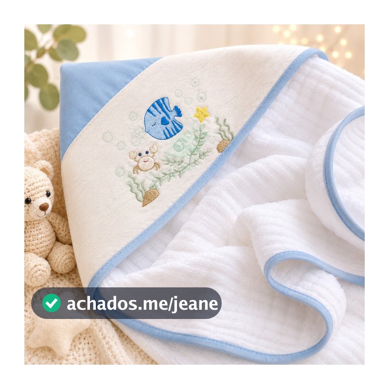 Toalha De Banho Bebê Com Capuz 3 Camadas Soft Premium 90x70cm