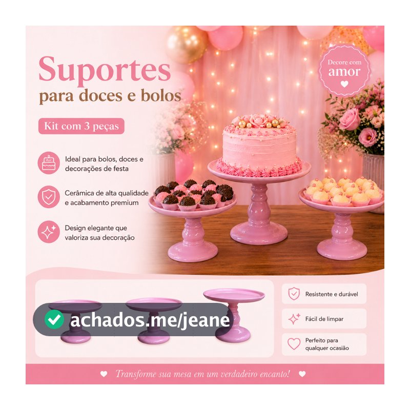 Kit 3 Boleiras Torneada Bandeja Decoração Festa Material em Cerâmica Dourada Frete Grátis