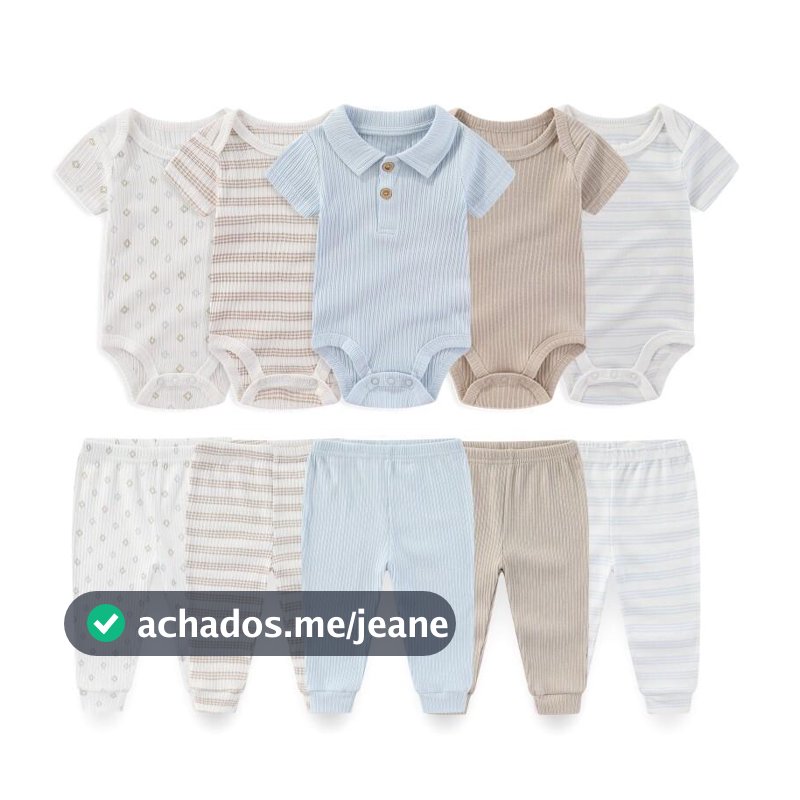 Kiddiezoom 10 Peças Conjunto De Roupas De Bebê Algodão Macio Menino Menina Bodysuits + Calças Roupa Infantil Presente