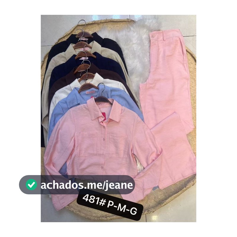 YAN FASHION | Conjunto Camisa Manga Longa e Calça com Bolso — Tecido Marrant Leve e Confortável para o Dia a Dia