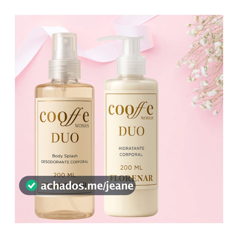 1 Kit feminino Body Splash Coffe Duo com gliter 200Ml + 1 Hidratante Corporal Coffee 200ML