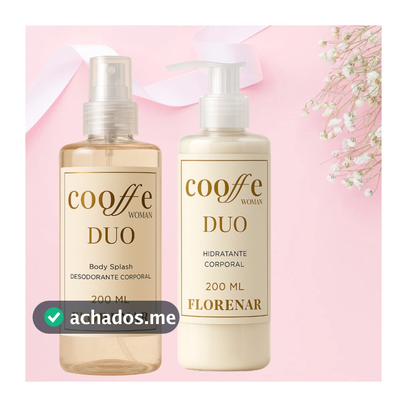 1 Kit feminino Body Splash Coffe Duo com gliter 200Ml + 1 Hidratante Corporal Coffee 200ML