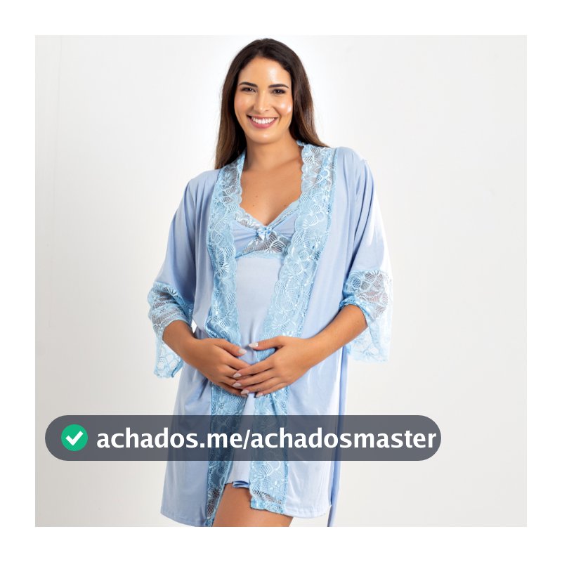 Kit Camisola Amamentação Com Click Frontal e Robe Luxo Maternidade