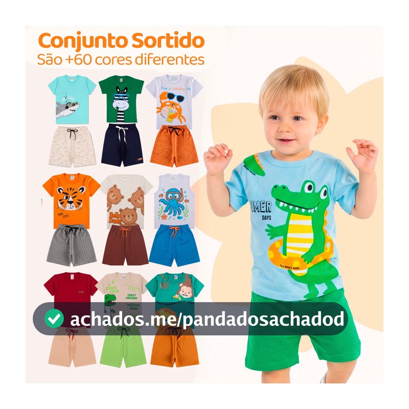 Kit Sortido 6 ou 10 Peças de Roupas Infantil Bebê Menino (Camisetas + Bermudas) Roupa Bebê Conjunto Masculino