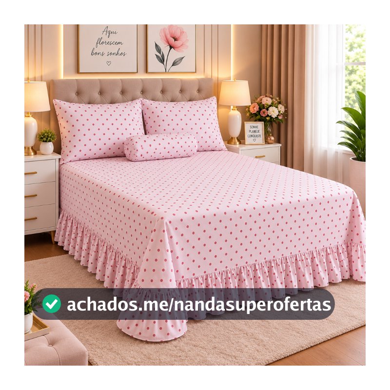 Kit Colcha Cama Cobre Leito Casal Queen C/Babado 3 Peças Estampada 400 fios Luxo