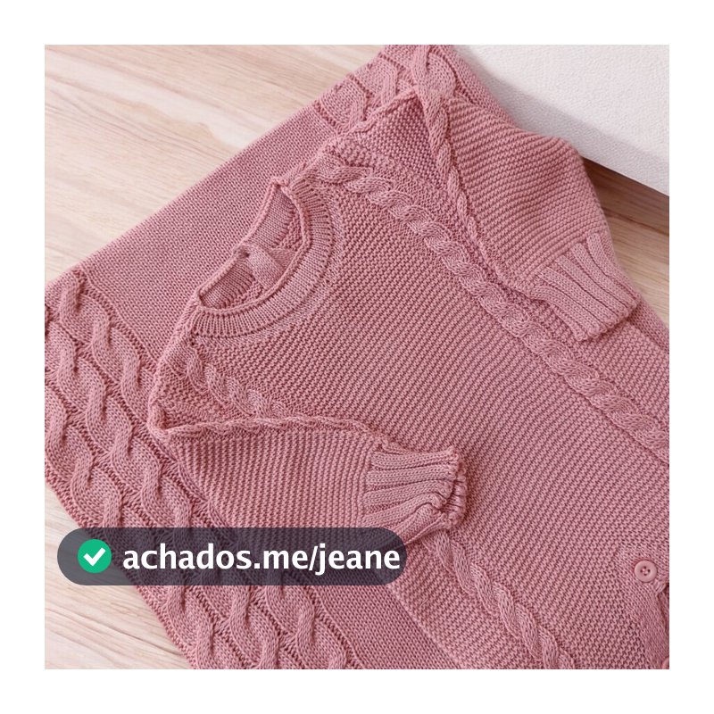 SAÍDA DE MATERNIDADE 2 PÇS DE TRICOT LUXO MACACÃO E MANTA MENINO E MENINA