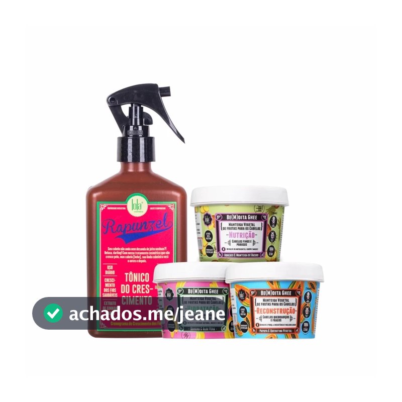 Kit Lola Bemdita Ghee 3x100g + Tonico Rapunzel 250ml