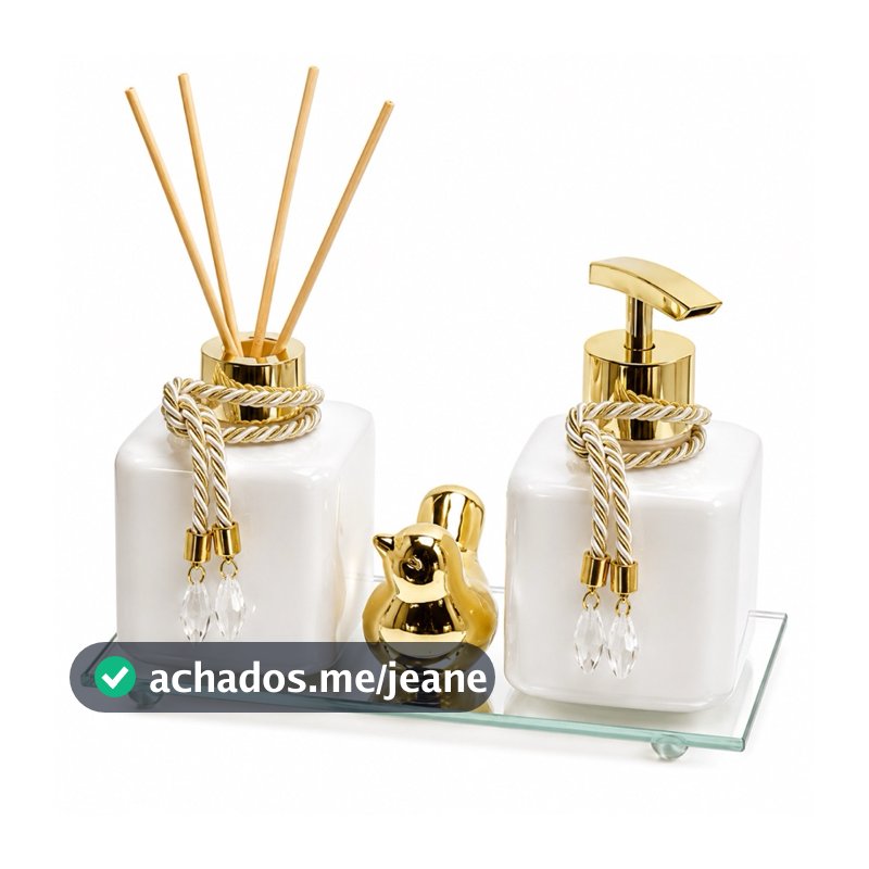 Kit Lavabo Pet Passarinho Bandeja Difusor e Saboneteira Elegante