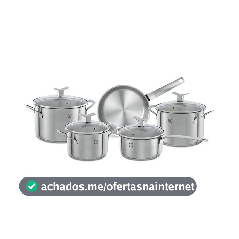 Jogo de Panela Antiaderente Electrolux 5 Peças Aço Inox Conjunto de Panelas Antiaderente Inox Fundo Triplo