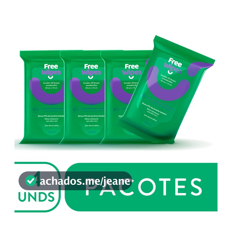 Kit 4 Lenços Umedecidos Antissépticos Free Wipes – Proteção Total