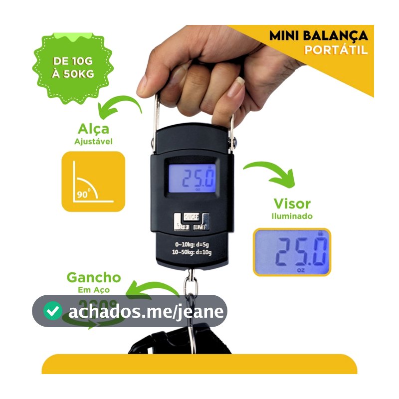 Balança De Bagagem Digital De Mão Com Gancho Até 50kg - NL