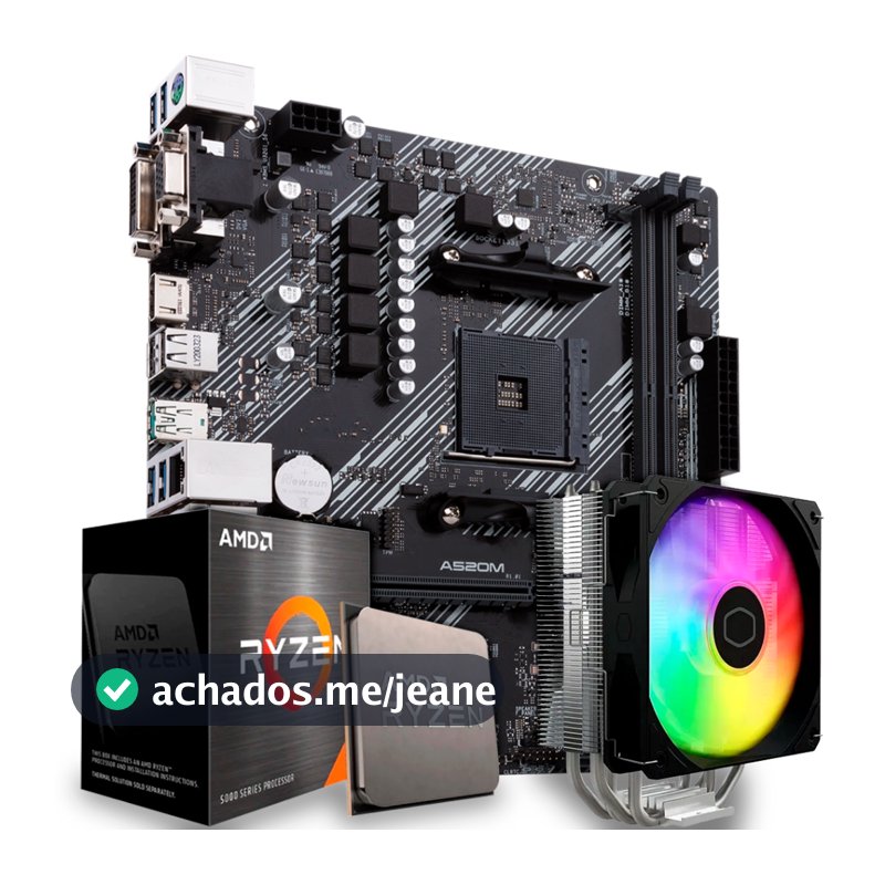 Kit Upgrade AMD Ryzen 7 5700X, Placa Mãe A520, Air Cooler ARGB, AM4, 568KQ05Y-E