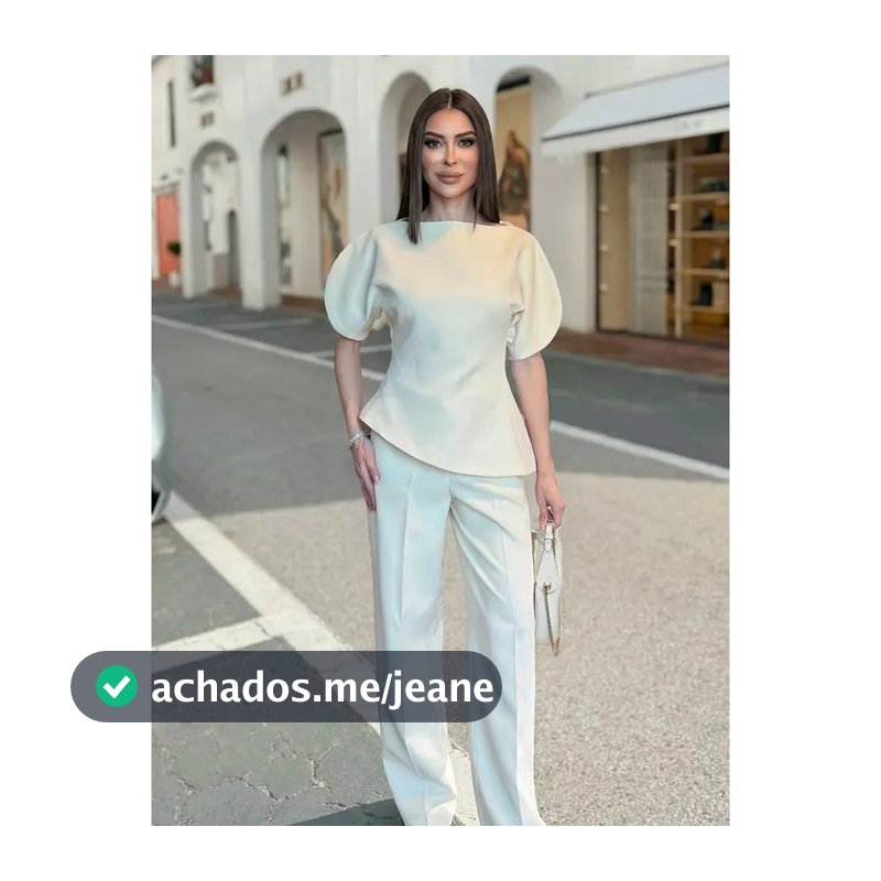 Blusa Elegante Feminina HH com Mangas Bufantes, Barra Assimétrica e Decote Redondo, Moda Primavera 2026, Streetwear, Top