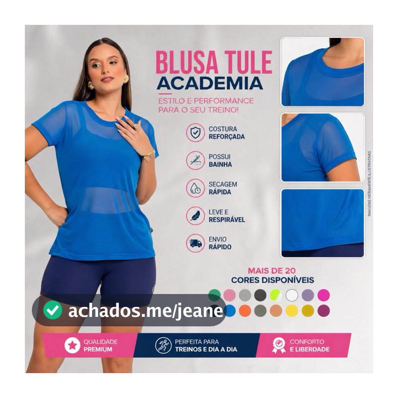 Blusa Feminina De Tule Para Academia Moda Fitnes