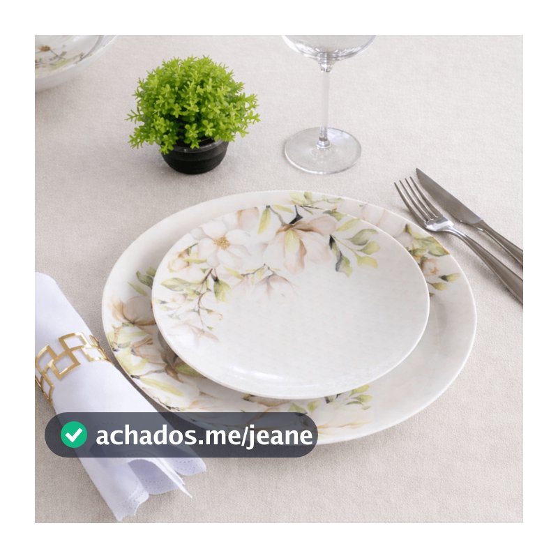 Jogo de Pratos Jantar Magnólia Tramontina Porcelana Conjunto de Pratos Raso, Fundo e Sobremesa Kits