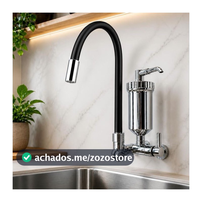 Torneira com Filtro Cozinha Parede Gourmet ABS Resistente e Filtragem de Carvão Ativado