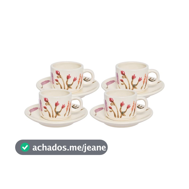 JOGO DE XICARAS DE CAFÉ FLORESCER 90ML - 8 PEÇAS - HAUSKRAFT