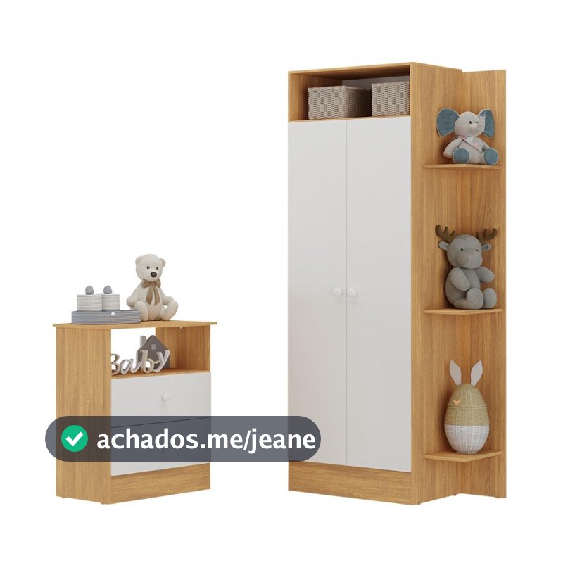 Guarda-Roupas 2 Portas Infantil com Cômoda 2 Gavetas Multimóveis MP4264