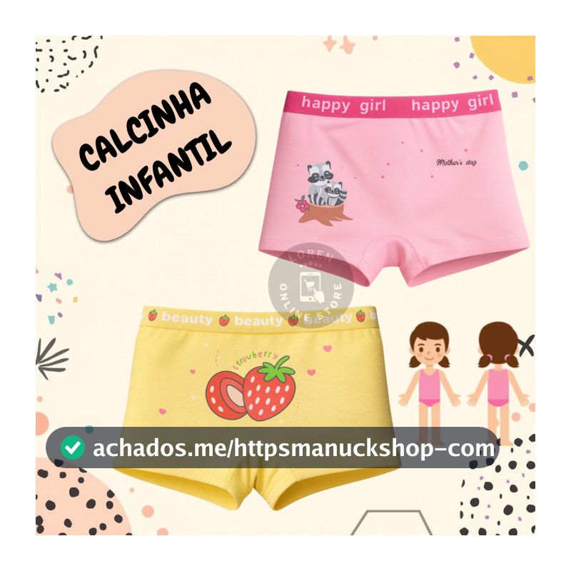 Kit Até 10 Calcinhas Importada box Shortinho Infantil menina Estampada