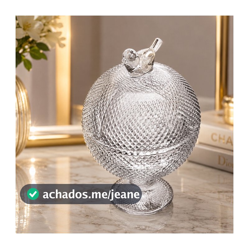 Potiche Wolff Bird De Cristal Bird Com Pé 8,5cm X 8,5cm X 13n cm