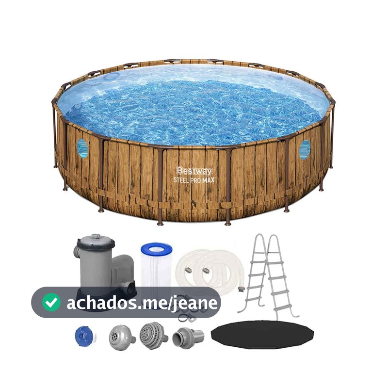 Piscina Estrutural 19480 Litros Rattan Swim Vista + Bomba Filtrante + Escada + Capa Bestway