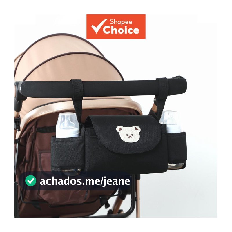 Bolsa suspensa para carrinho de bebê, organizador e cesto de armazenamento para carrinhos, bolsa porta-garrafas para