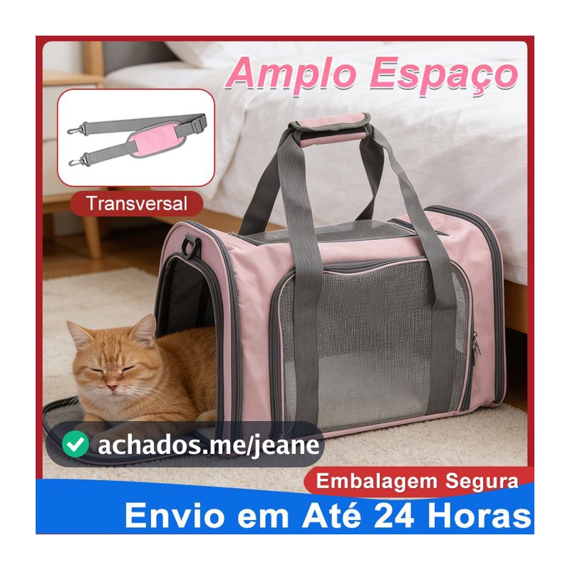 Bolsa Transporte Pet Expansível Cães Gatos Mochila Viagem Avião Cabine