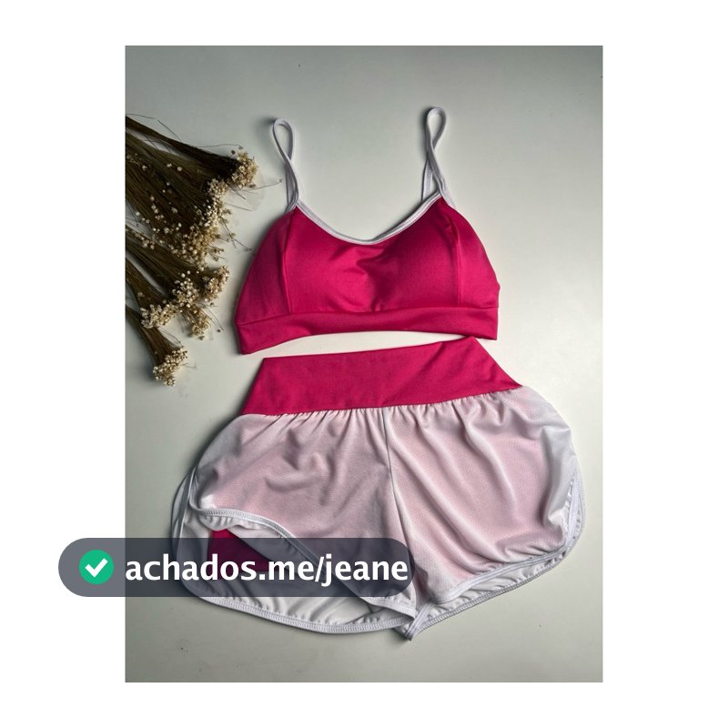 Conjunto Shorts Duplo e Top  Fitness Academia