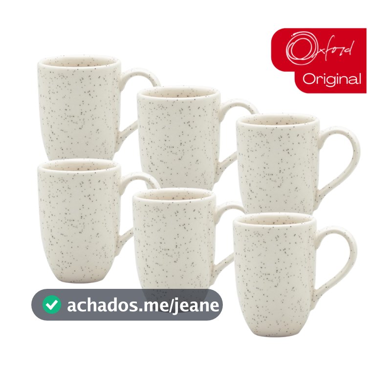 Jogo 6 Canecas Café Chá 350ml Areia Flat Chuvisco Oxford