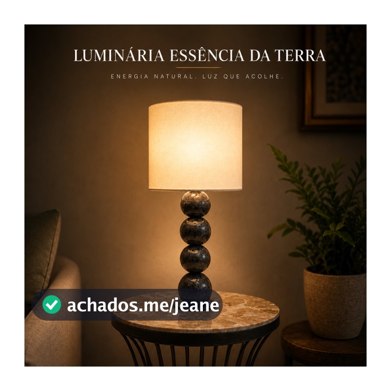Luminária Abajur Pedra Vulcânica Natural Artesanal Design Sofisticado para Sala Quarto e Decoração
