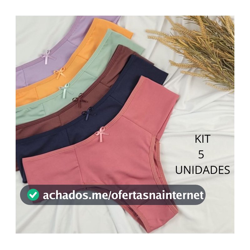 KIT 5 CALCINHAS FEMININAS PALA  ALTA CONFORTO FORRO ALGODÃO