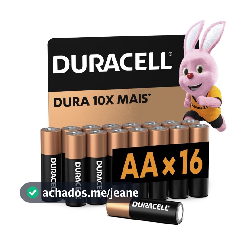 Pilha Alcalina AA Pequena Duracell Com 16 Unidades