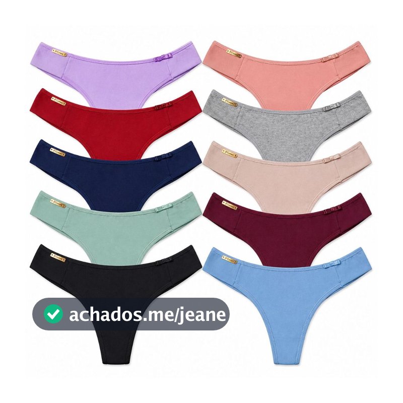 Kit 10 Calcinhas Jade Algodão Fio Duplo Lateral Dobrada Lacinho Colorido