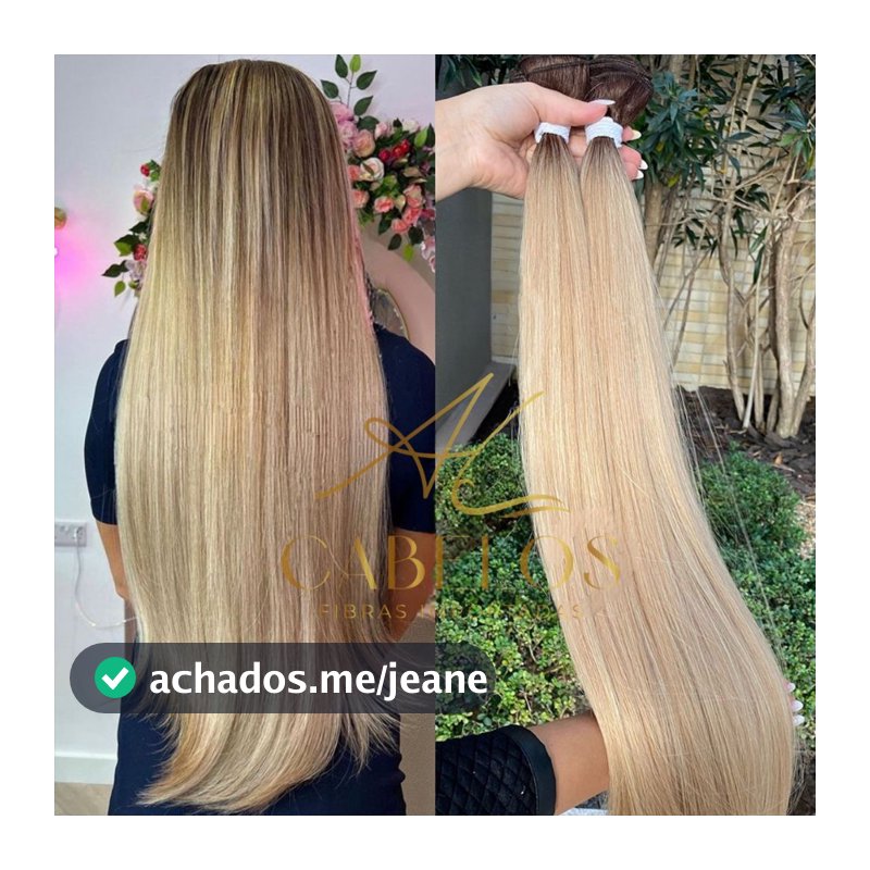 Cabelo Organico Mega Hair Liso Fibra Russa Aplique na Tela