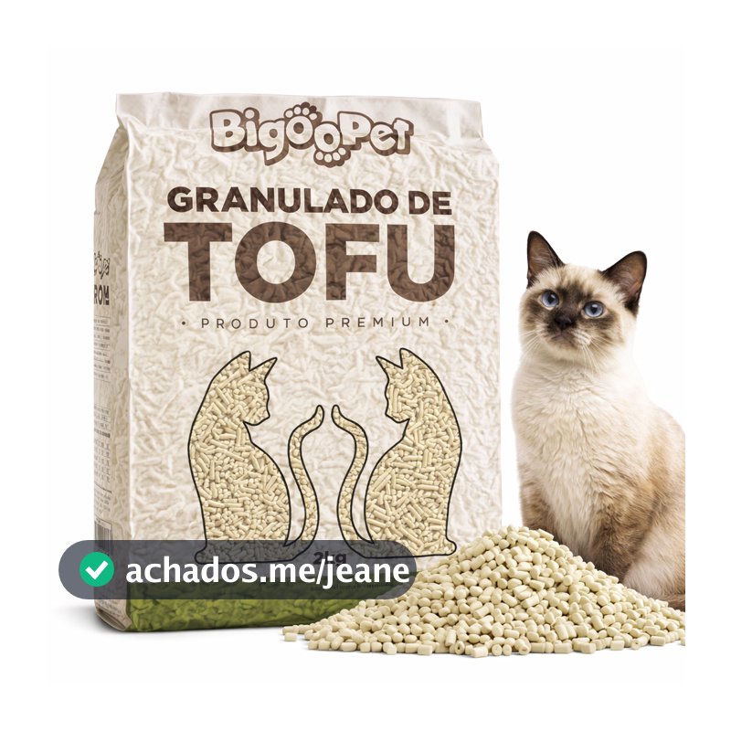 GRANULADO DE TOFU BIODEGRADÁVEL PREMIUM PARA GATOS 2KG – Mais Praticidade - s/ odor e ambiente limpo