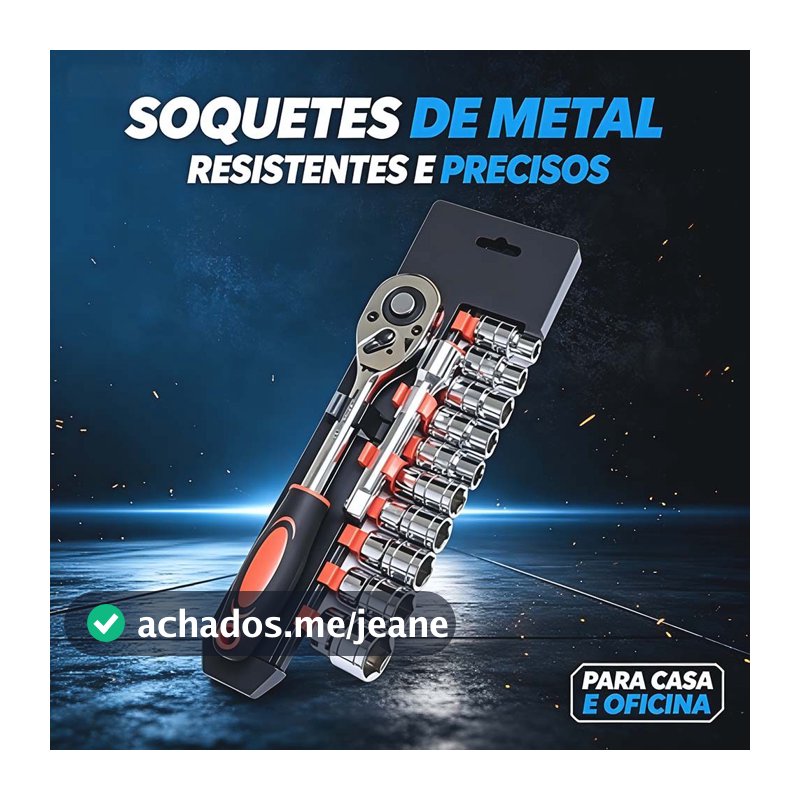 Jogo Kit Soquetes Sextavado 08 A 24 Mm 1/2 Catraca 12 Peças