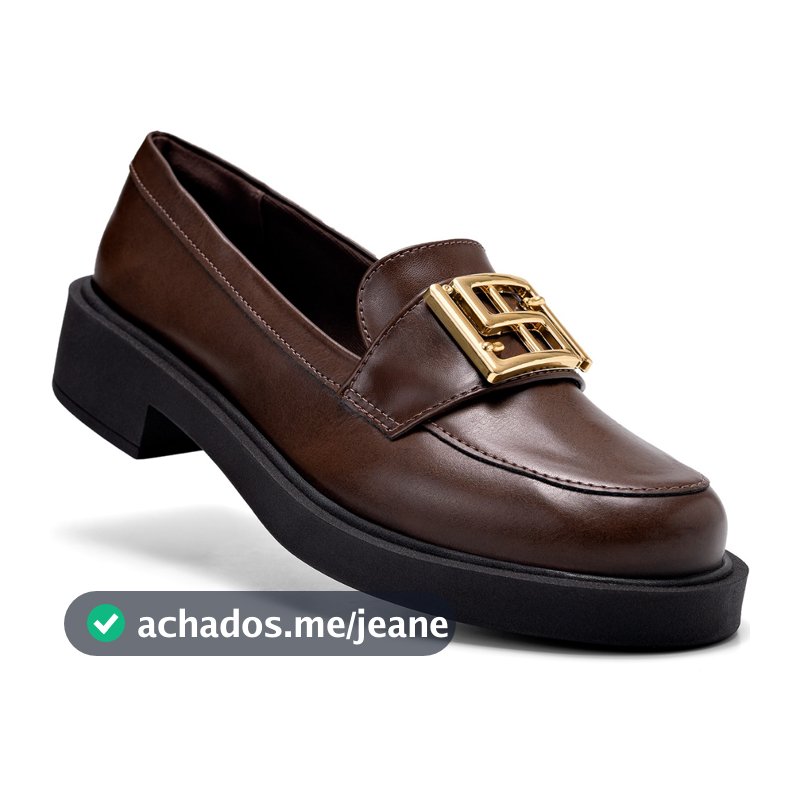 Mocassim Feminino Lumiss Bico Redondo Confortável Enfeite Metalizado Dourado