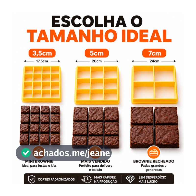 Cortador de Brownie Quadrado Marcador de Massa 3,5 5 6 e 7 cm Confeitaria Profissional