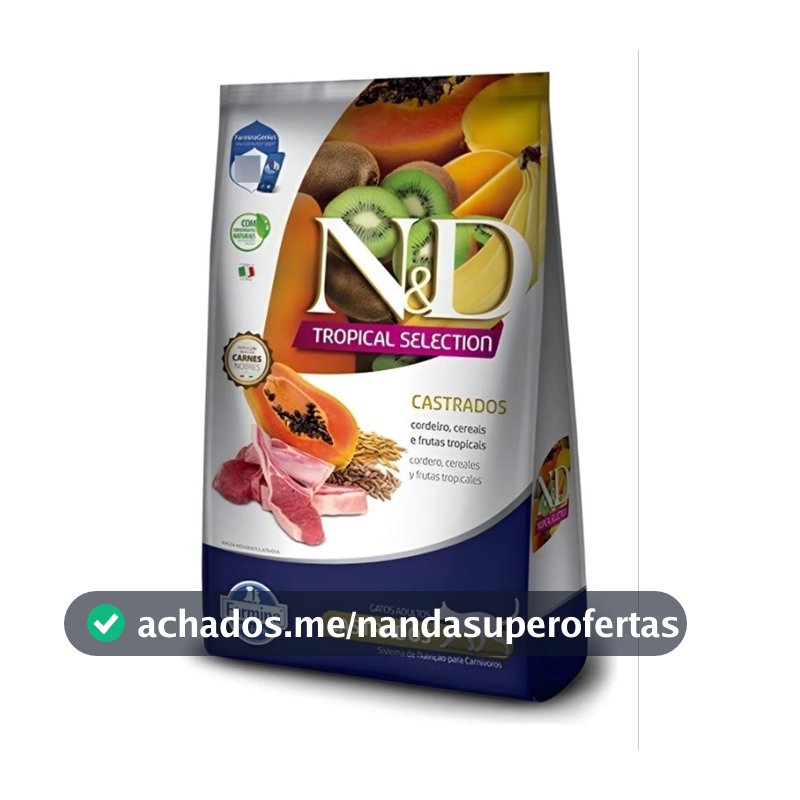 Ração Nd tropical Selection para gatos castrados 7kg - Cordeiro