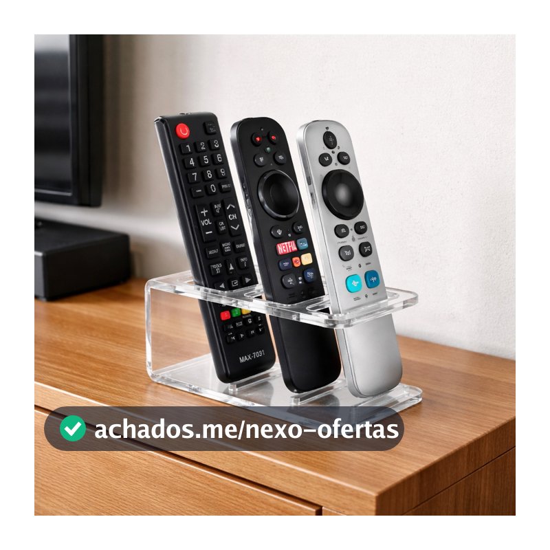 Organizador Suporte Porta Controle Remoto De TV em Acrílico Flutuante 3 Controles