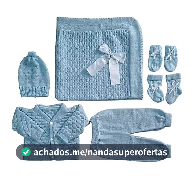 saída de maternidade pra bebê 6 pçs de lã Azul
