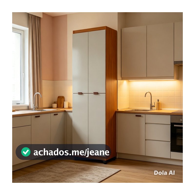 Armário Multiuso Clean 4 Portas 6 Nichos  Organizador Lavanderia Quarto Cozinha - Direto Da Fábrica  Com Envio Imediato