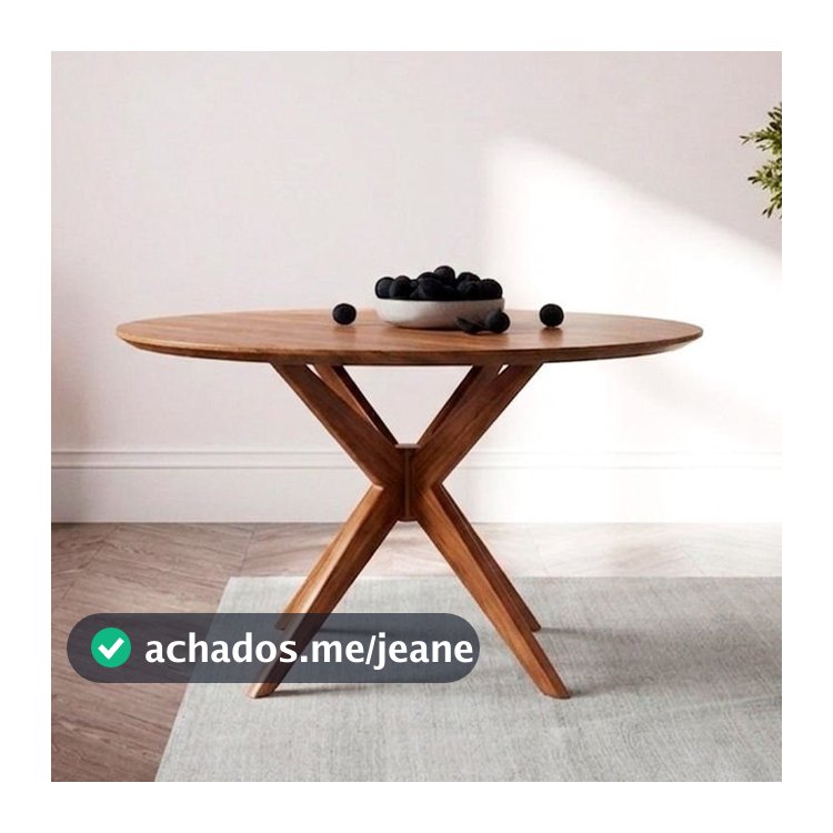 Mesa de Jantar Base Estrelada de Madeira Maciça 100cm Alice Marrom/Cinamomo 100