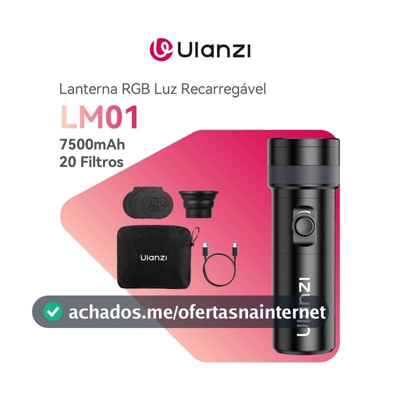 ULANZI LM01 Lanterna RGB Luz 7500mAh com 20 Filtros1200Lux Recarregável para Foto e Vídeo