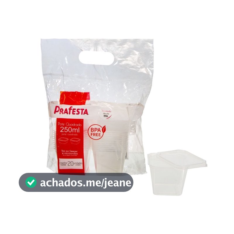 100un Pote Quadrado 250ml Com Tampa Prafesta
